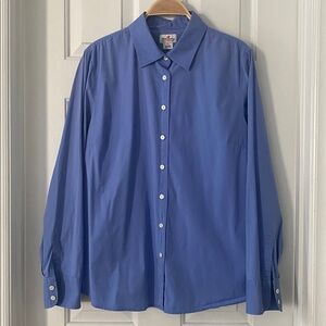 J Crew Haberdashery Fitted Blue Button Down Blouse/Shirt XL